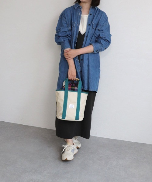 COLDE （コルデ）の「チェック柄巾着付きキャンバストートバッグ（トートバッグ・レディース・ベージュ/ピンク/ブルー/グリーン・FREE）」の5枚目の写真