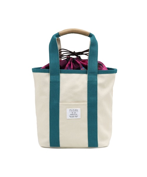 COLDE （コルデ）の「チェック柄巾着付きキャンバストートバッグ（トートバッグ・レディース・ベージュ/ピンク/ブルー/グリーン・FREE）」の17枚目の写真