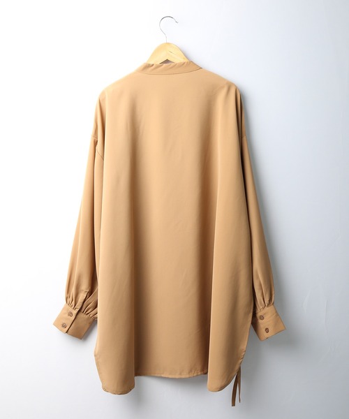 spiritoso(スピリトーゾ)の「spiritoso サイドリボンツイルブラウス(シャツ/ブラウス・レディース・ブラック/ベージュ・M)」の9枚目の写真