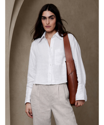 Banana Republic（バナナリパブリック）の「リネン ボクシー クロップド シャツ（シャツ/ブラウス）」