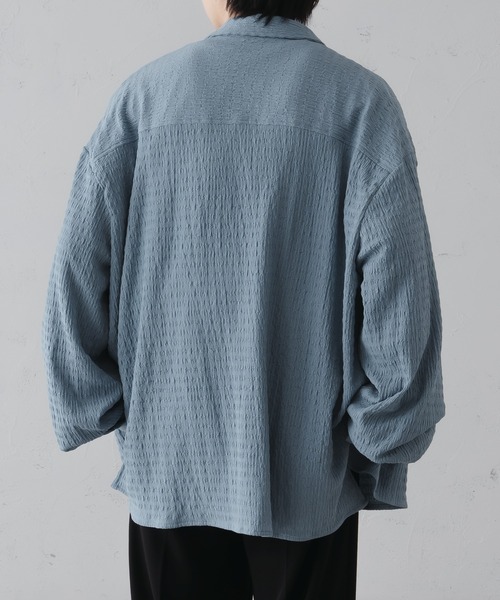 サイドスリットフクレジャガードシャツ　ブラック　【epnok】 epnok（エプノック）の「サイドスリットフクレジャガードシャツ