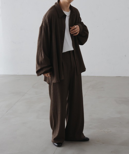 サイドスリットフクレジャガードシャツ　ブラック　【epnok】 epnok（エプノック）の「サイドスリットフクレジャガードシャツ