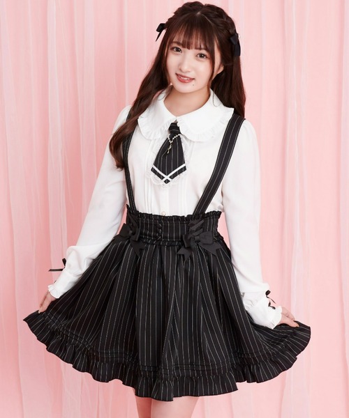 Secret Honey（シークレットハニー）の「レースアップピンタックフリルスカート（スカート・レディース・ブラック/ブラック系その他/ピンク・MEDIUM）」の2枚目の写真