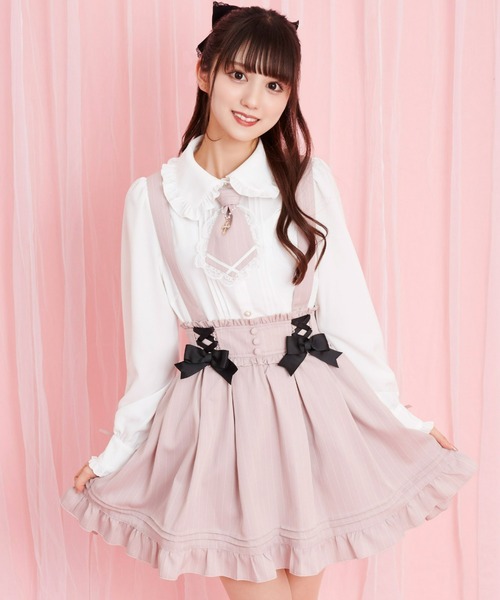 Secret Honey（シークレットハニー）の「レースアップピンタックフリルスカート（スカート・レディース・ブラック/ブラック系その他/ピンク・MEDIUM）」の3枚目の写真