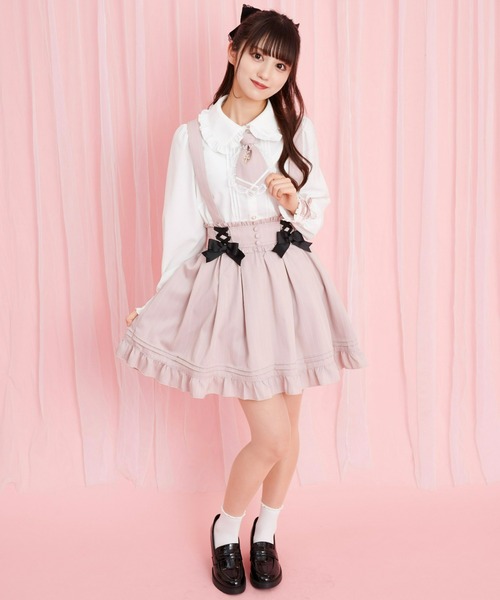 Secret Honey（シークレットハニー）の「レースアップピンタックフリルスカート（スカート・レディース・ブラック/ブラック系その他/ピンク・MEDIUM）」の7枚目の写真