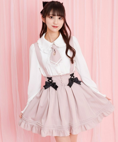 Secret Honey（シークレットハニー）の「レースアップピンタックフリルスカート（スカート・レディース・ブラック/ブラック系その他/ピンク・MEDIUM）」の6枚目の写真