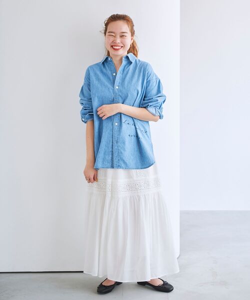 le.coeur blanc(ルクールブラン)の「ティアードレーススカート(スカート・レディース・ブラック/オフホワイト・38)」の7枚目の写真