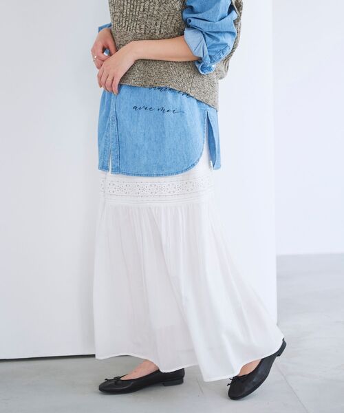 le.coeur blanc(ルクールブラン)の「ティアードレーススカート(スカート・レディース・ブラック/オフホワイト・38)」の18枚目の写真