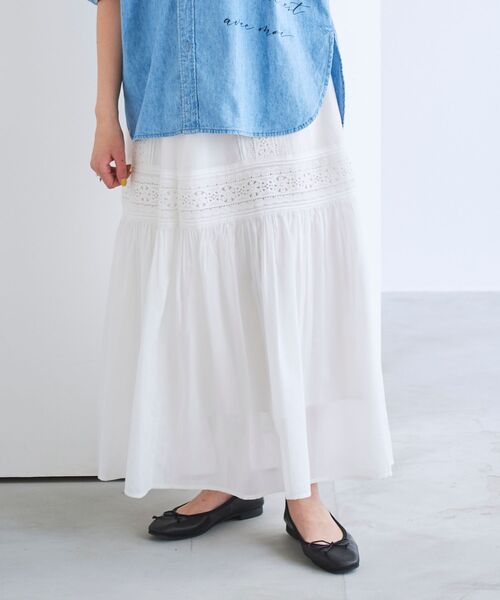 le.coeur blanc(ルクールブラン)の「ティアードレーススカート(スカート・レディース・ブラック/オフホワイト・38)」の22枚目の写真