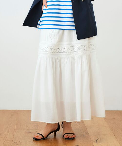 le.coeur blanc(ルクールブラン)の「ティアードレーススカート(スカート・レディース・ブラック/オフホワイト・38)」の10枚目の写真