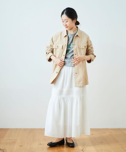 le.coeur blanc(ルクールブラン)の「ティアードレーススカート(スカート・レディース・ブラック/オフホワイト・38)」の8枚目の写真