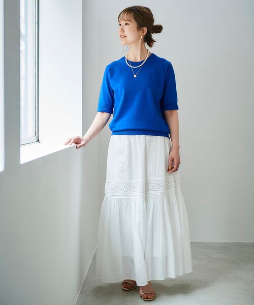 le.coeur blanc(ルクールブラン)の「ティアードレーススカート(スカート・レディース・ブラック/オフホワイト・38)」の20枚目の写真