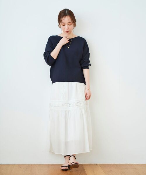 le.coeur blanc(ルクールブラン)の「ティアードレーススカート(スカート・レディース・ブラック/オフホワイト・38)」の14枚目の写真