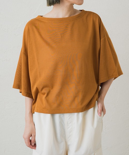 earthy(アーシー)の「シアークロップドトップス(Tシャツ/カットソー・レディース・キャメル/ミント/オフホワイト/ブラック・FREE)」の4枚目の写真