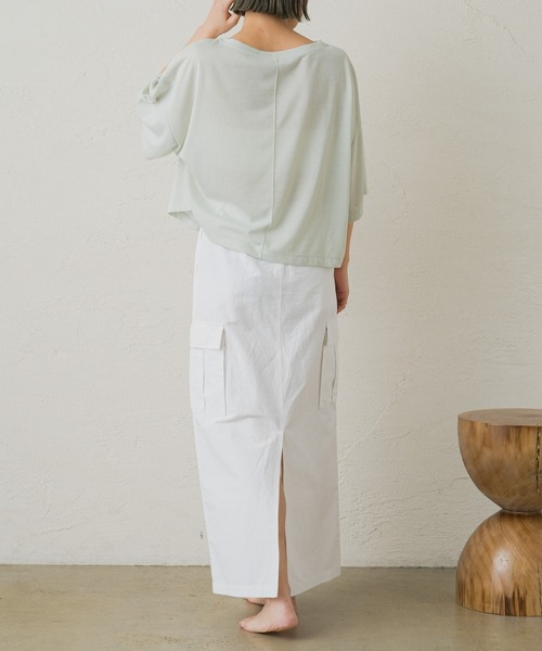 earthy(アーシー)の「シアークロップドトップス(Tシャツ/カットソー・レディース・キャメル/ミント/オフホワイト/ブラック・FREE)」の17枚目の写真