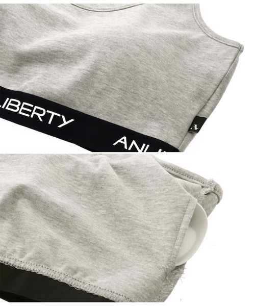 ANLIBERTY ANAP（アンリバティアナップ）の「ANLIBERTYロゴゴムレーサーバックブラトップ（スポーツブラ・レディース・グレー/ブラック・M/S）」の13枚目の写真