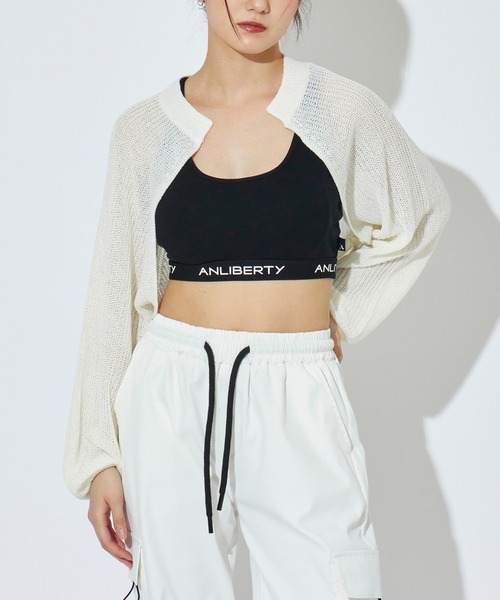 ANLIBERTY ANAP（アンリバティアナップ）の「ANLIBERTYロゴゴムレーサーバックブラトップ（スポーツブラ・レディース・グレー/ブラック・M/S）」の3枚目の写真