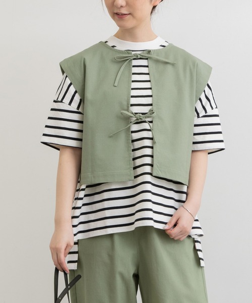 POU DOU DOU（プードゥドゥ）の「2wayキーネックベスト（ベスト・レディース・グレー系その他/ブラック/ミント・3）」の3枚目の写真