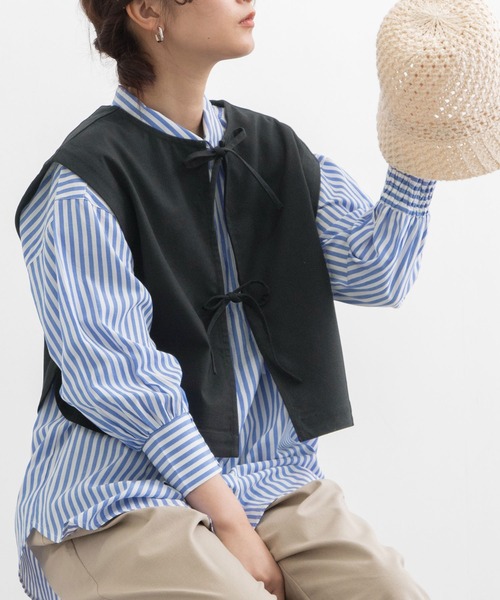 POU DOU DOU（プードゥドゥ）の「2wayキーネックベスト（ベスト・レディース・グレー系その他/ブラック/ミント・3）」の2枚目の写真