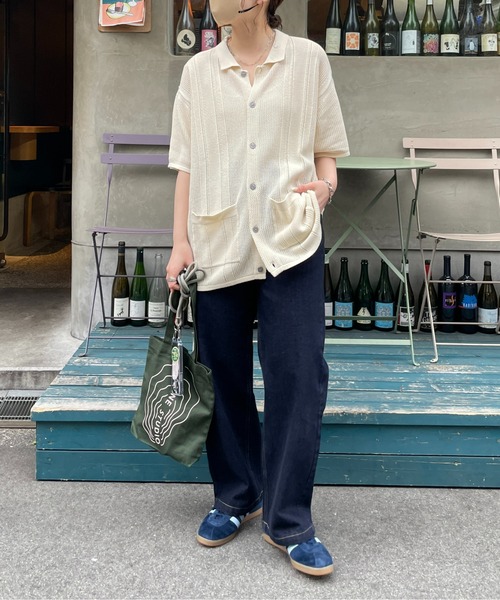 CPCM（シーピーシーエム）の「半袖ニットポロカーディガン（カーディガン/ボレロ・メンズ・グリーン/アイボリー/ブラック・MEDIUM/LARGE）」の12枚目の写真