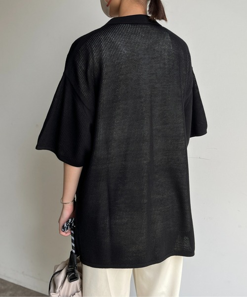 CPCM（シーピーシーエム）の「半袖ニットポロカーディガン（カーディガン/ボレロ・メンズ・グリーン/アイボリー/ブラック・MEDIUM/LARGE）」の5枚目の写真