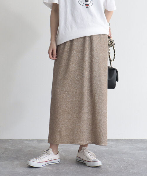 fredy emue（フレディエミュ）の「ラメタイトスカート（スカート・レディース・ベージュ/ブラック/シルバー・38/36）」の3枚目の写真