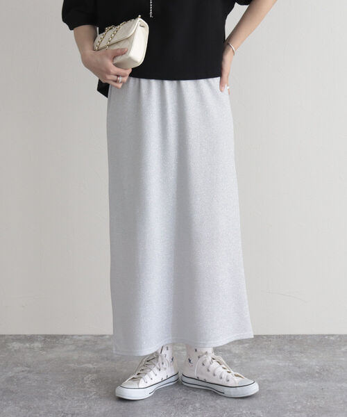 fredy emue（フレディエミュ）の「ラメタイトスカート（スカート・レディース・ベージュ/ブラック/シルバー・38/36）」の6枚目の写真