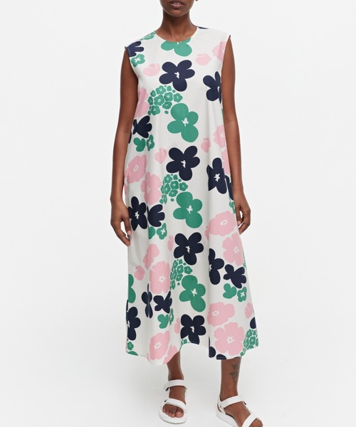 マリメッコ ウニッコ マキシロングワンピース Aライン フレア