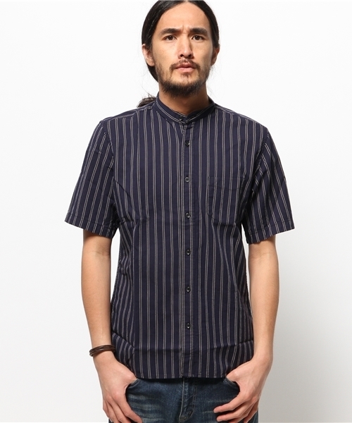 CIAOPANIC（チャオパニック）の「【Ciaopanic】　レジメンバンドカラーS/S（シャツ/ブラウス・メンズ・ブラック/ネイビー/グリーン・MEDIUM/LARGE）」の3枚目の写真