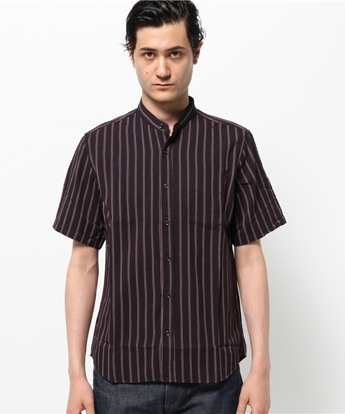 CIAOPANIC（チャオパニック）の「【Ciaopanic】　レジメンバンドカラーS/S（シャツ/ブラウス・メンズ・ブラック/ネイビー/グリーン・MEDIUM/LARGE）」の4枚目の写真