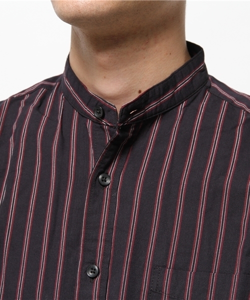 CIAOPANIC（チャオパニック）の「【Ciaopanic】　レジメンバンドカラーS/S（シャツ/ブラウス・メンズ・ブラック/ネイビー/グリーン・MEDIUM/LARGE）」の7枚目の写真