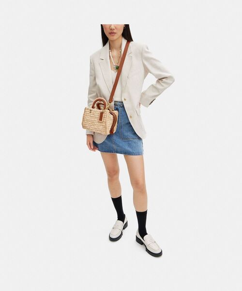 COACH かごバッグ ベージュ/ブルー 最終値下げ COACH かごバッグ ベージュ/ブルー - メルカリ
