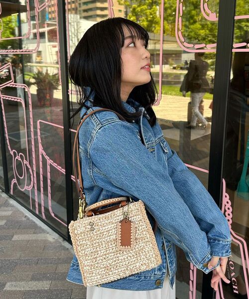 COACH かごバッグ ベージュ ブラック COACH - 【未使用】COACH トートバッグ カゴバッグショルダー