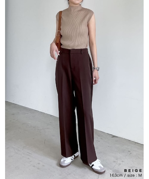 Re:EDIT（リエディ）の「[神山まりあさん着用][2024SS COLLECTION]プチハイネックノースリーブレーヨンブレンドサマーリブニットトップス（タンクトップ・レディース・ブラウン/ブラック/ホワイト/ホワイト×ネイビー/グレー/ベージュ・LARGE/MEDIUM）」の17枚目の写真