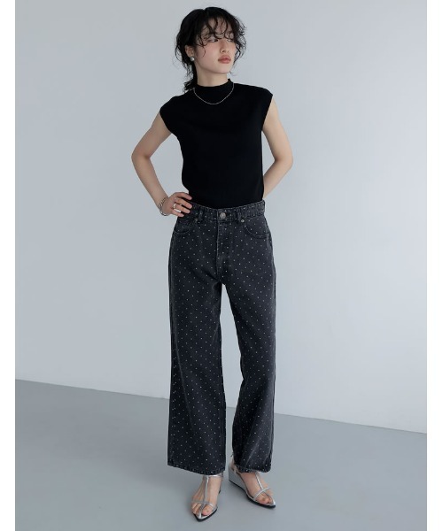 Re:EDIT（リエディ）の「[神山まりあさん着用][2024SS COLLECTION]プチハイネックノースリーブレーヨンブレンドサマーリブニットトップス（タンクトップ・レディース・ブラウン/ブラック/ホワイト/ホワイト×ネイビー/グレー/ベージュ・LARGE/MEDIUM）」の22枚目の写真