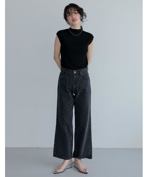 Re:EDIT（リエディ）の「[神山まりあさん着用][2024SS COLLECTION]プチハイネックノースリーブレーヨンブレンドサマーリブニットトップス（タンクトップ・レディース・ブラウン/ブラック/ホワイト/ホワイト×ネイビー/グレー/ベージュ・LARGE/MEDIUM）」の20枚目の写真