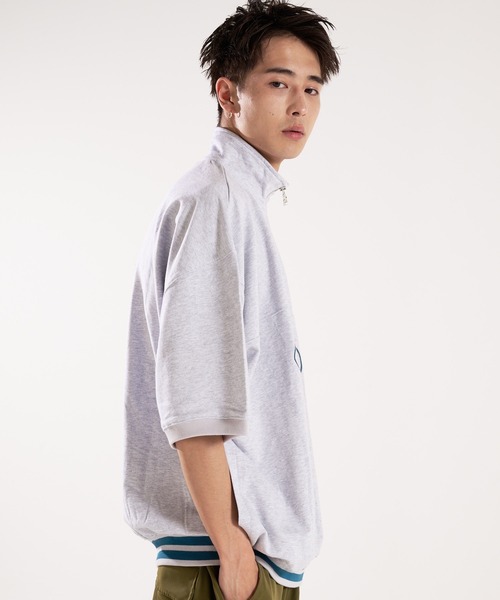 STARTER(スターター)の「STARTER-ミニ裏毛ハーフジップTシャツ(Tシャツ/カットソー・メンズ・グリーン/ホワイト・M/L)」の3枚目の写真
