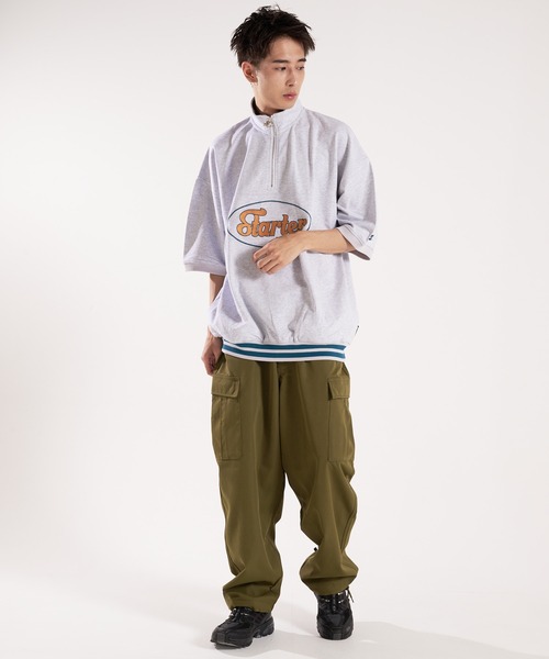 STARTER(スターター)の「STARTER-ミニ裏毛ハーフジップTシャツ(Tシャツ/カットソー・メンズ・グリーン/ホワイト・M/L)」の5枚目の写真