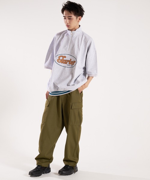 STARTER(スターター)の「STARTER-ミニ裏毛ハーフジップTシャツ(Tシャツ/カットソー・メンズ・グリーン/ホワイト・M/L)」の6枚目の写真