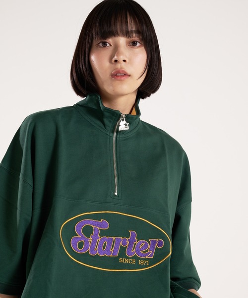 STARTER(スターター)の「STARTER-ミニ裏毛ハーフジップTシャツ(Tシャツ/カットソー・メンズ・グリーン/ホワイト・M/L)」の12枚目の写真