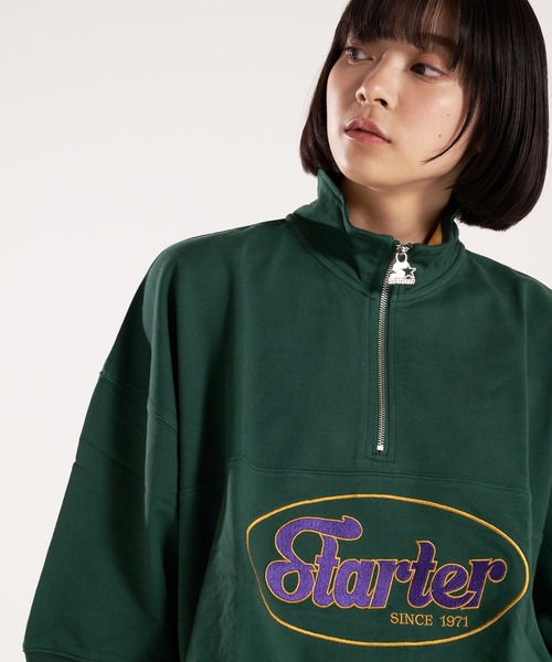 STARTER(スターター)の「STARTER-ミニ裏毛ハーフジップTシャツ(Tシャツ/カットソー・メンズ・グリーン/ホワイト・M/L)」の11枚目の写真