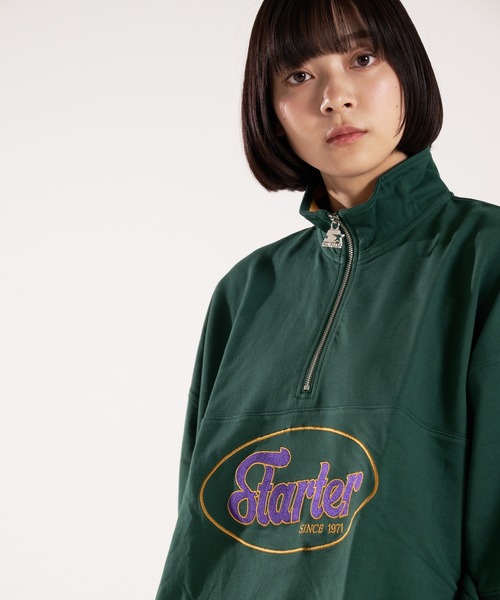 STARTER(スターター)の「STARTER-ミニ裏毛ハーフジップTシャツ(Tシャツ/カットソー・メンズ・グリーン/ホワイト・M/L)」の13枚目の写真