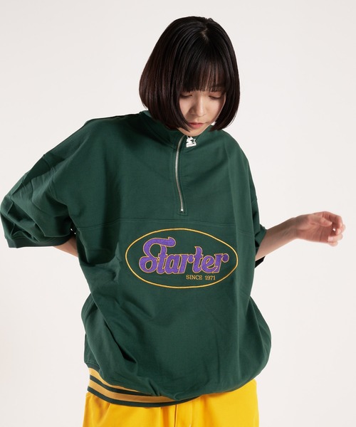 STARTER(スターター)の「STARTER-ミニ裏毛ハーフジップTシャツ(Tシャツ/カットソー・メンズ・グリーン/ホワイト・M/L)」の15枚目の写真