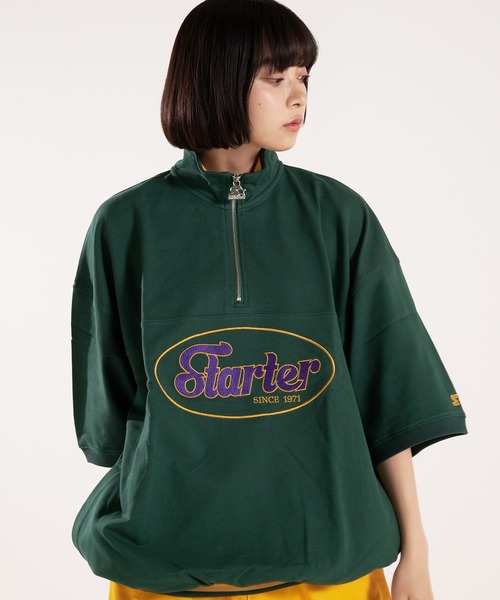 STARTER(スターター)の「STARTER-ミニ裏毛ハーフジップTシャツ(Tシャツ/カットソー・メンズ・グリーン/ホワイト・M/L)」の14枚目の写真