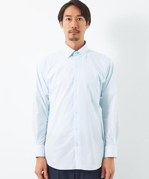 green label relaxing（グリーンレーベルリラクシング）の「ポリエステル ラッカン スタンダード スナップダウン ドレスシャツ -ストレッチ・吸水速乾-（ビジネスシャツ・メンズ・ホワイト/ライトブルー・S/M/L/XL）」の13枚目の写真