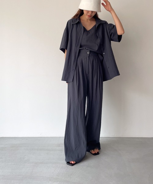 CANAL JEAN（キャナルジーン）の「【セットアップ対応】El mar　レーヨンナイロンタックパンツ（その他パンツ・レディース・チャコールグレー/ブラック・ONE SIZE）」の4枚目の写真