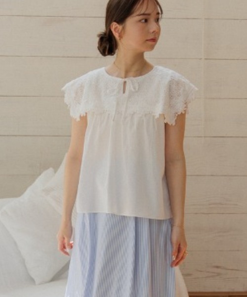 flower（フラワー）の「ブルーミングカラーブラウス（シャツ/ブラウス・レディース・ブルー/ホワイト・FREE）」の2枚目の写真