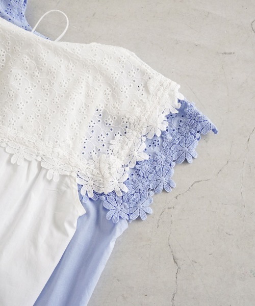 flower（フラワー）の「ブルーミングカラーブラウス（シャツ/ブラウス・レディース・ブルー/ホワイト・FREE）」の8枚目の写真