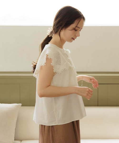 flower（フラワー）の「ブルーミングカラーブラウス（シャツ/ブラウス・レディース・ブルー/ホワイト・FREE）」の3枚目の写真