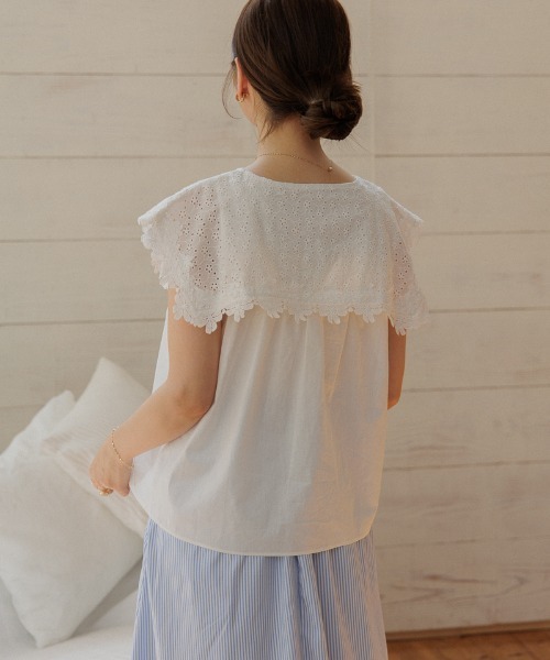 flower（フラワー）の「ブルーミングカラーブラウス（シャツ/ブラウス・レディース・ブルー/ホワイト・FREE）」の12枚目の写真